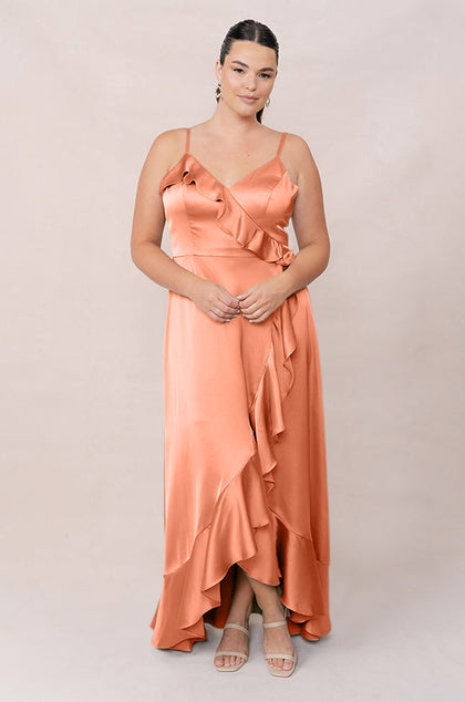 Paloma Satin Dress | Made To Order | Tangerine