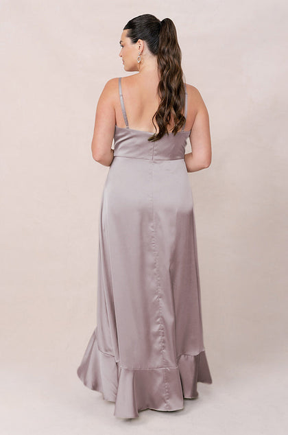 Paloma Satin Dress | Made To Order | Taupe