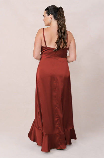Paloma Satin Dress | Made To Order | Rust