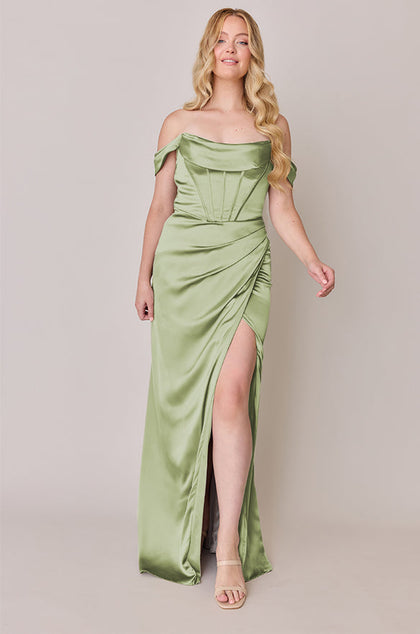 Paris Satin Dress | Made To Order | Matcha