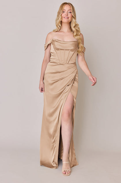 Paris Satin Dress | Made To Order | Honey Beige