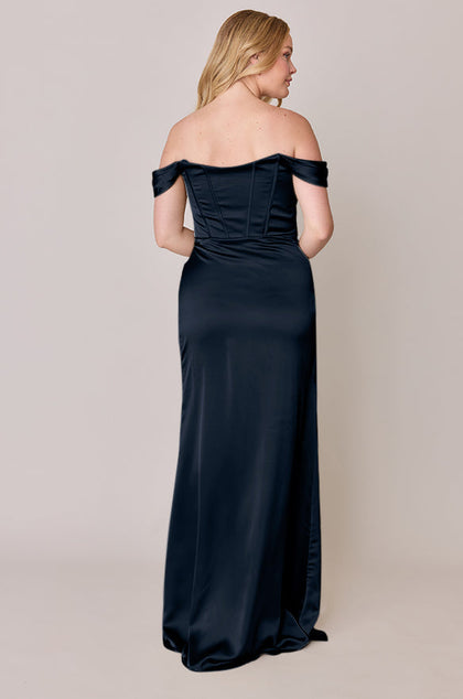 Paris Satin Dress | Made To Order | Navy Blue