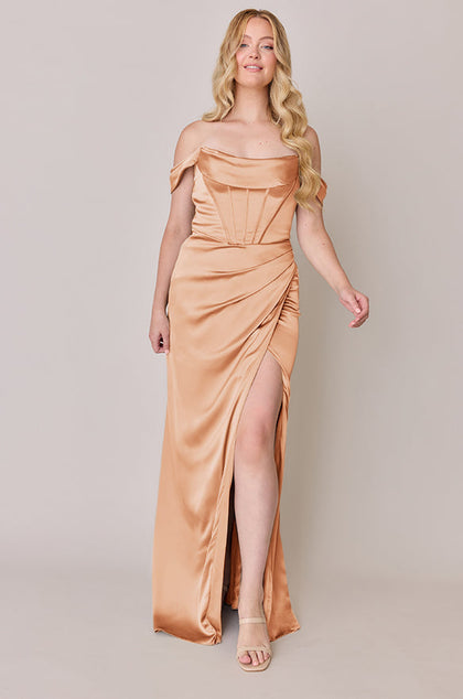 Paris Satin Dress | Made To Order | Peach