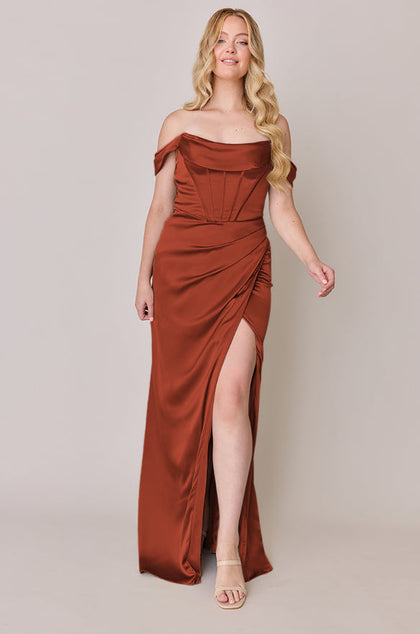 Paris Satin Dress | Made To Order | Rust