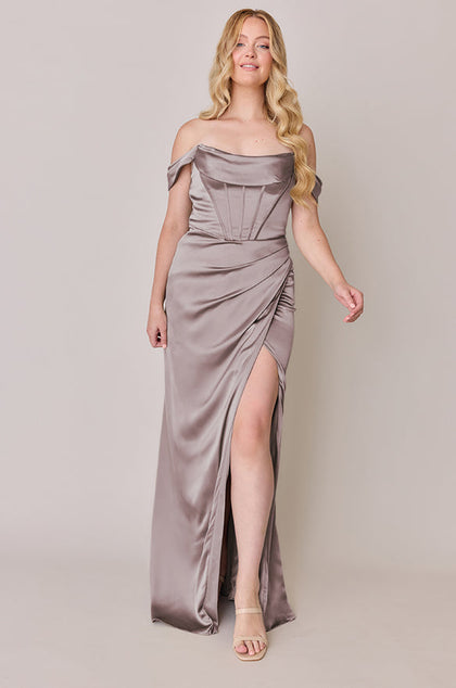 Paris Satin Dress | Made To Order | Taupe