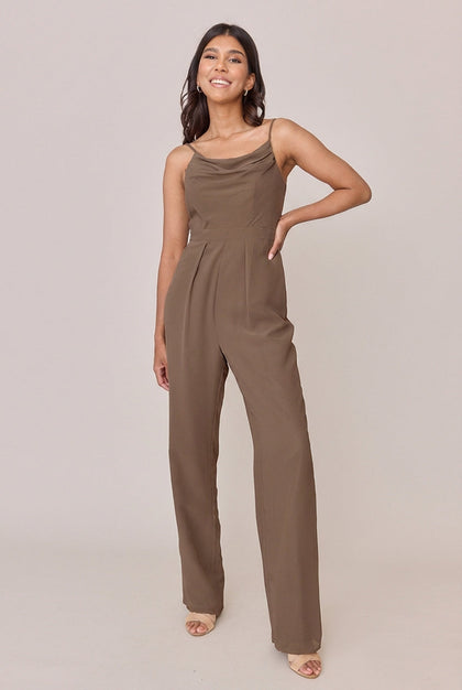 Parker Chiffon Jumpsuit | Made To Order - Truffle
