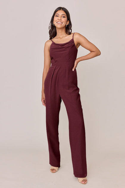 Parker Chiffon Jumpsuit | Made To Order - Cabernet