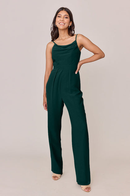 Parker Chiffon Jumpsuit | Made To Order - Classic Emerald