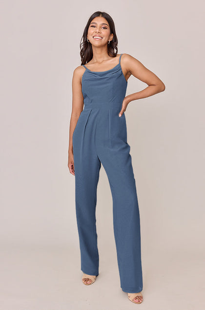 Parker Chiffon Jumpsuit | Made To Order - Dusty Blue