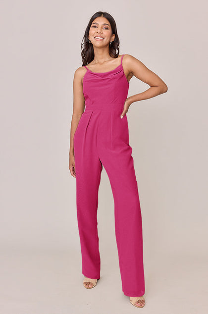 Parker Chiffon Jumpsuit | Made To Order - Hot Pink