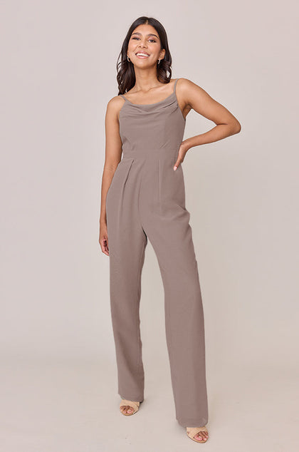 Parker Chiffon Jumpsuit | Made To Order - Latte