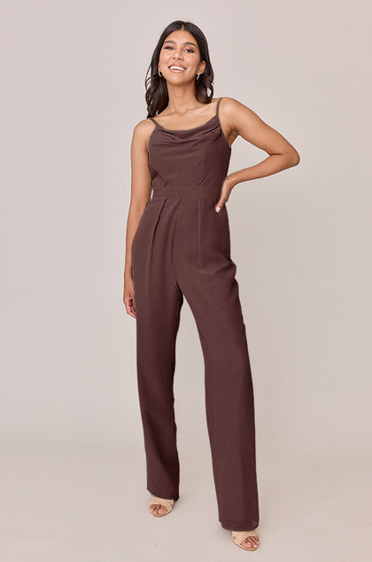 Parker Chiffon Jumpsuit | Made To Order - Mahogany