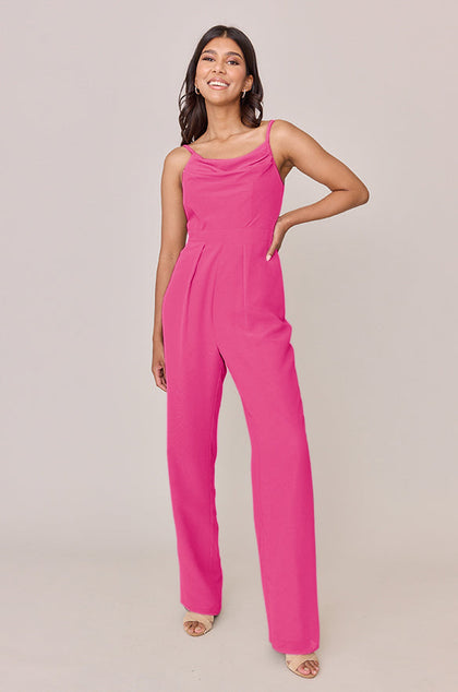 Parker Chiffon Jumpsuit | Made To Order - Malibu Pink