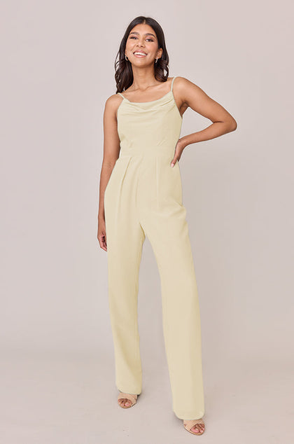 Parker Chiffon Jumpsuit | Made To Order - Pale Yellow