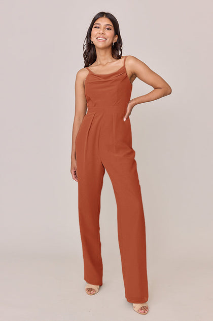 Parker Chiffon Jumpsuit | Made To Order - Rust Orange