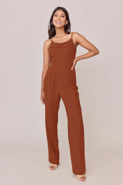 Parker Chiffon Jumpsuit | Made To Order - Rust