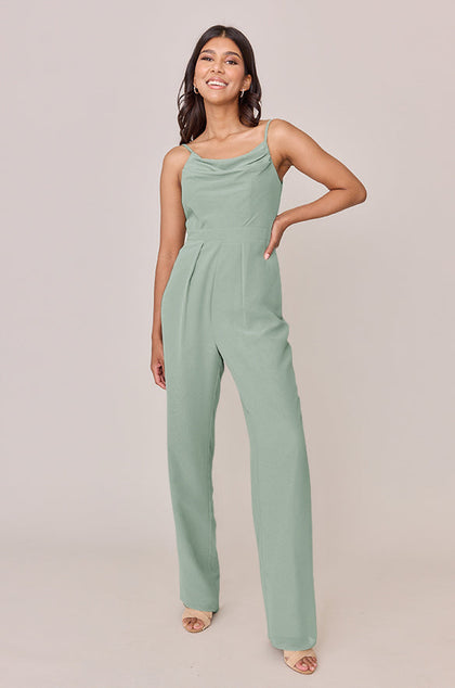 Parker Chiffon Jumpsuit | Made To Order - Sage