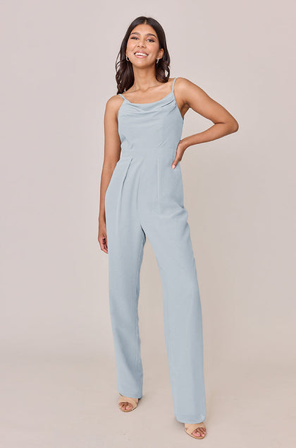 Parker Chiffon Jumpsuit | Made To Order - Sky Blue