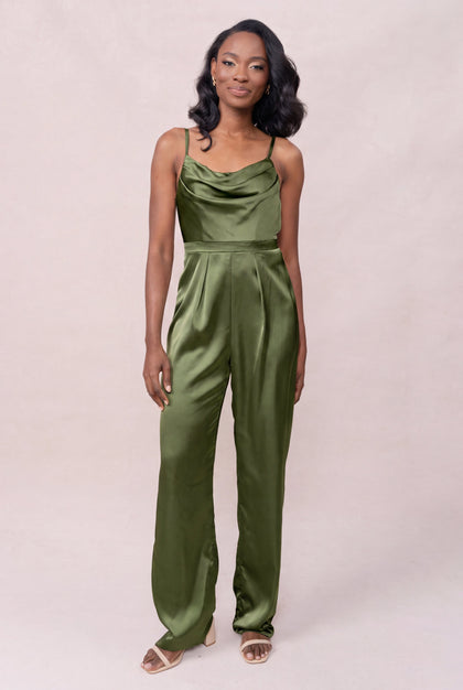 Parker Satin Jumpsuit | Made To Order - Fern