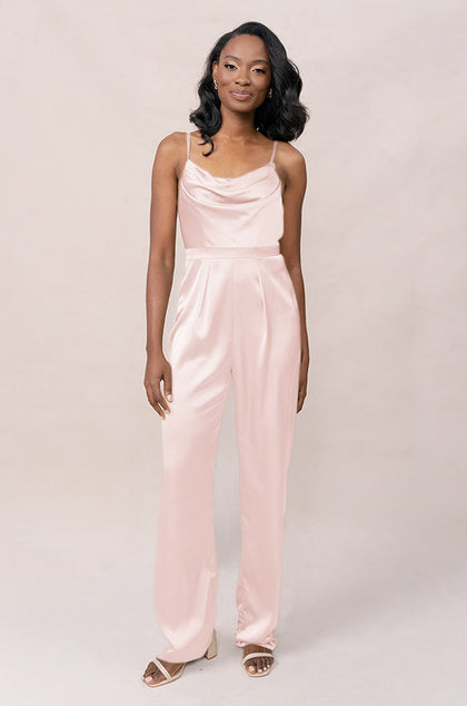 Parker Satin Jumpsuit | Made To Order - Blush