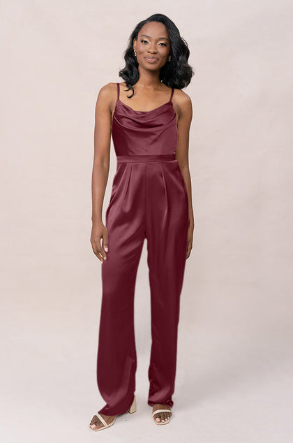 Parker Satin Jumpsuit | Made To Order - Cabernet