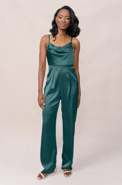 Parker Satin Jumpsuit | Made To Order - Classic Emerald