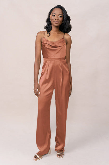 Parker Satin Jumpsuit | Made To Order - Copper