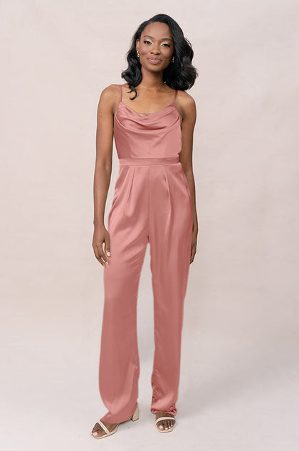 Parker Satin Jumpsuit | Made To Order - Desert Rose