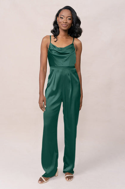 Parker Satin Jumpsuit | Made To Order - Emerald