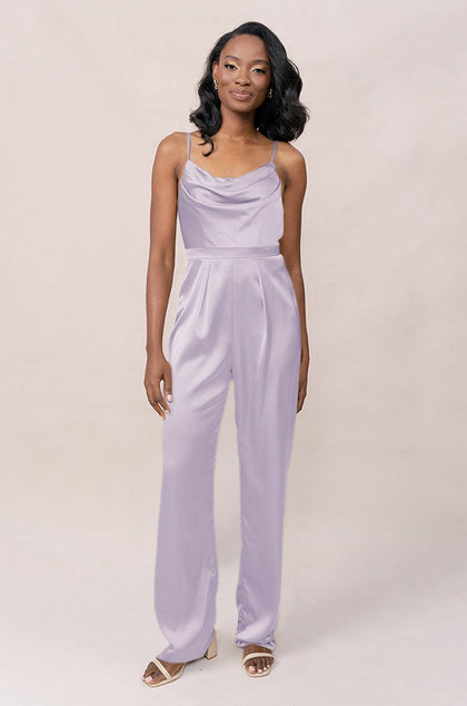 Parker Satin Jumpsuit | Made To Order - Light Lavender