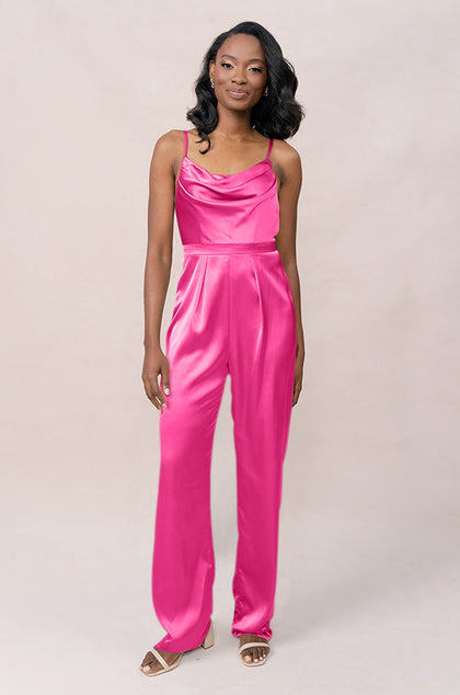 Parker Satin Jumpsuit | Made To Order - Malibu Pink