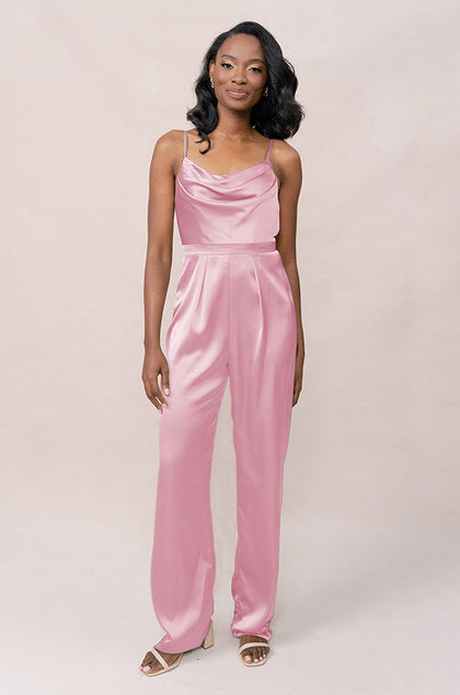 Parker Satin Jumpsuit | Made To Order - Perfect Pink