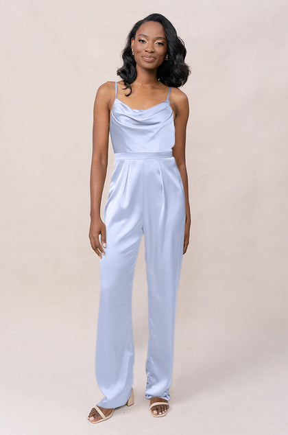 Parker Satin Jumpsuit | Made To Order - Periwinkle