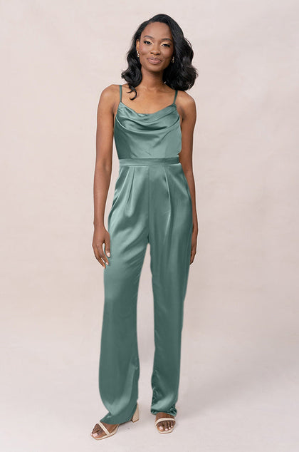 Parker Satin Jumpsuit | Made To Order - Rosemary