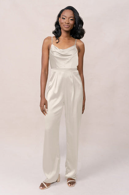 Parker Satin Jumpsuit | Made To Order - Soft Champagne