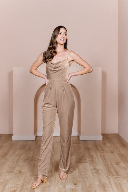 Parker Velvet Jumpsuit | Made To Order - Champagne