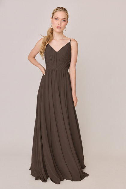 Penelope Chiffon Dress | Made To Order | Espresso