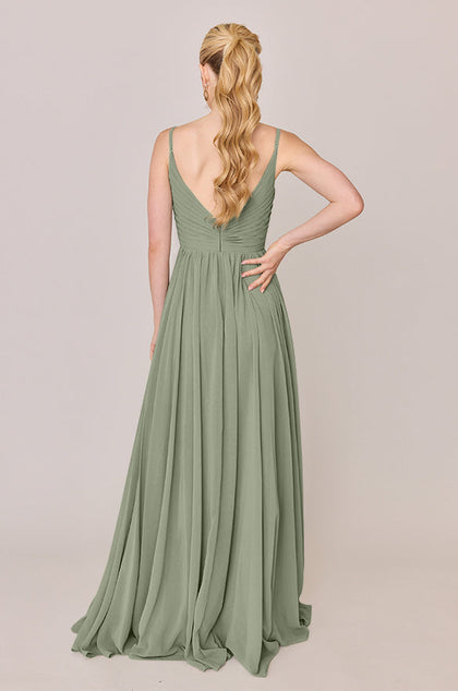 Penelope Chiffon Dress | Made To Order | Moss