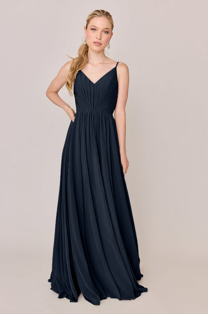 Penelope Chiffon Dress | Made To Order | Navy Blue
