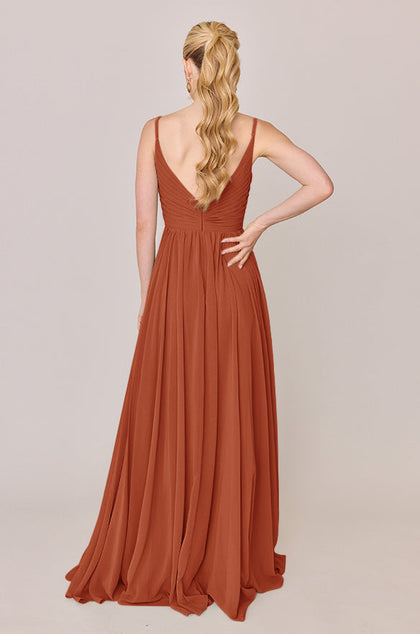 Penelope Chiffon Dress | Made To Order | Rust Orange
