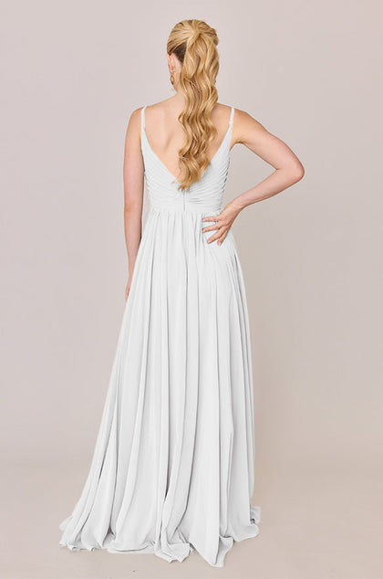 Penelope Chiffon Dress | Made To Order | White Pearl