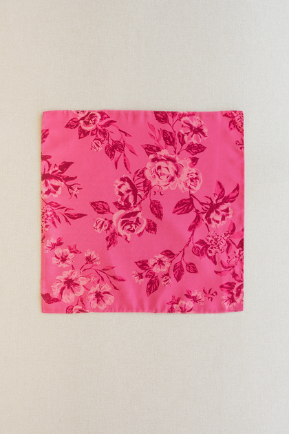 Chiffon Floral Print Pocket Square | Made To Order | Malibu Pink Bouquet