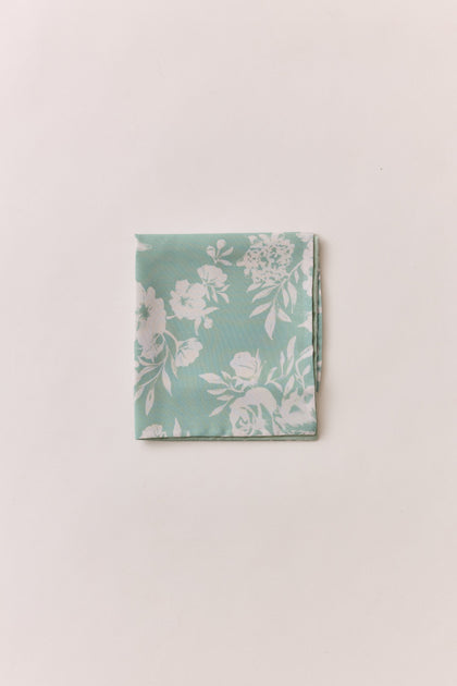 Chiffon Floral Print Pocket Square | Made To Order | Sage and Champagne Bouquet