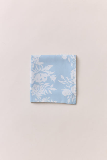 Chiffon Floral Print Pocket Square | Made To Order | Sky Blue Bouquet