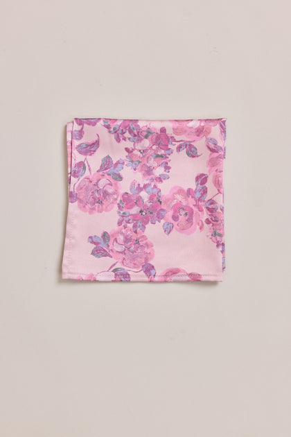 Satin Floral Print Pocket Square | Made To Order | Perfect Pink Blossom