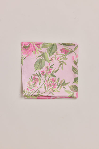 Satin Floral Print Pocket Square | Made To Order | Perfect Pink Meadow Blooms