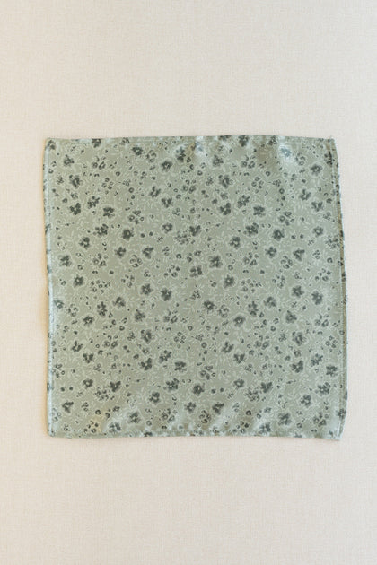 Satin Floral Print Pocket Square | Made To Order | Sage Posey