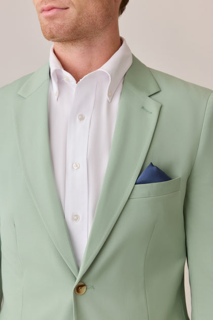Color: Romantic Blue, Pictured with Sage Suit