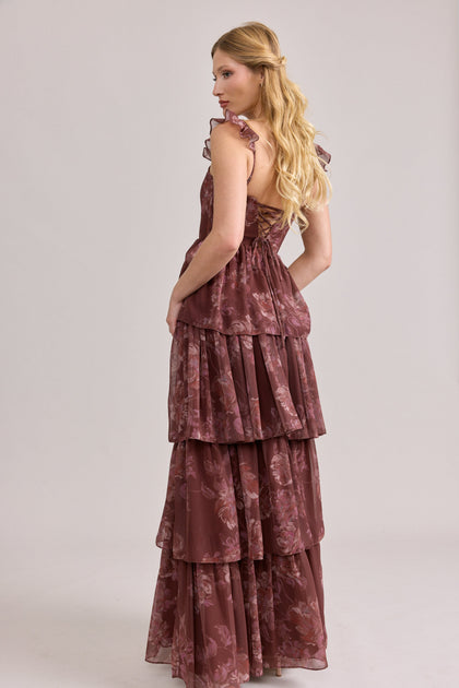 Poppy Chiffon Floral Print Dress | Made To Order | Mahogany Blooms