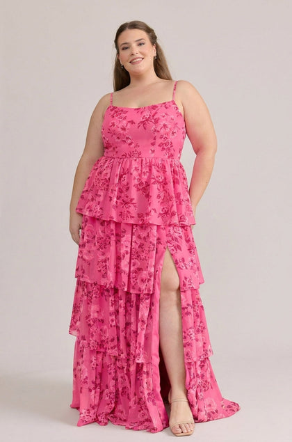 Poppy Chiffon Floral Print Dress | Made To Order | Malibu Pink Bouquet